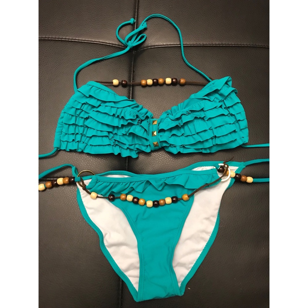 Beaded Aqua Swimsuit